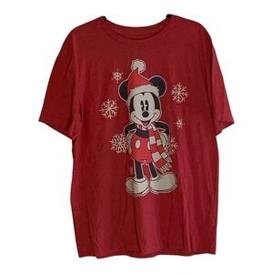 LG  Mickey Mouse Santa Hat T-shirt Disney Store Winter Holiday Christmas